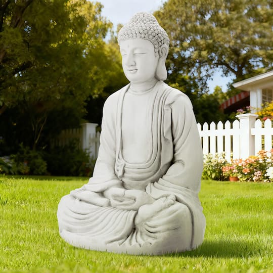Glitzhome® 29.5" Oversized MGO Meditating Buddha Statue